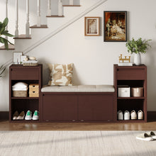 Load image into Gallery viewer, Entryway Storage Bench With Cushion, Drawers &amp; Open Shelves
