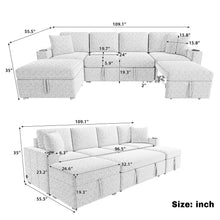 Load image into Gallery viewer, Sectional Sofa Convertible Pull-Out Bed With Storage Ottoman &amp; USB Ports

