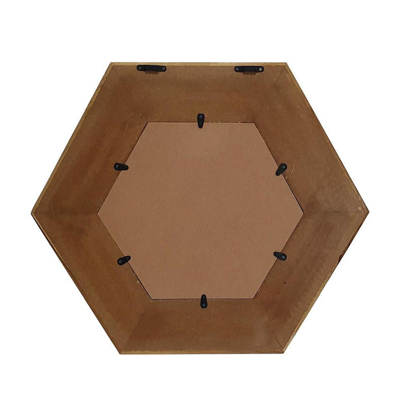 19" Hexagon Solid Framed Accent Mirror - Natural