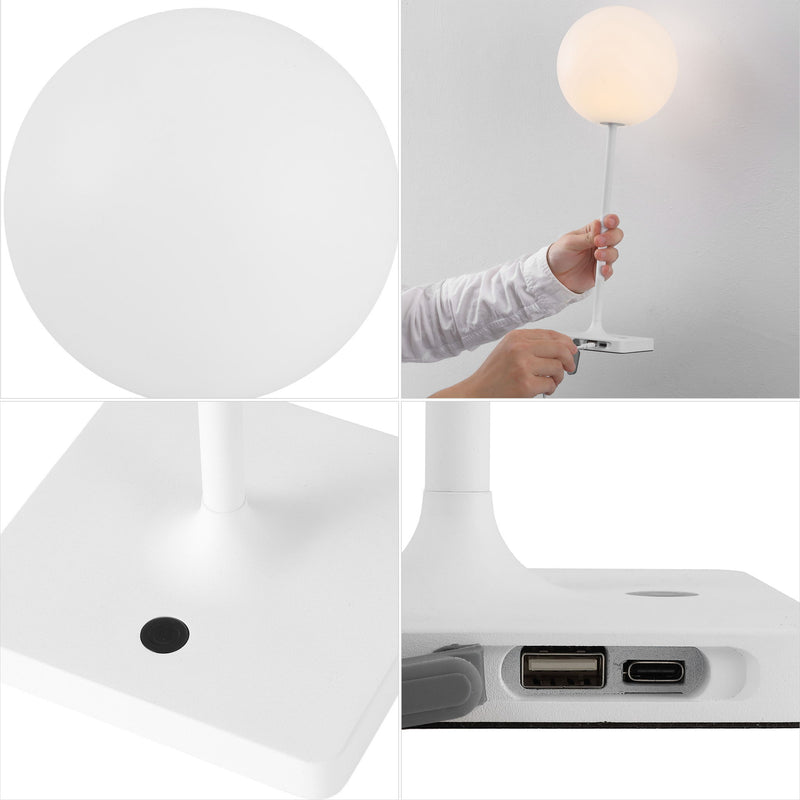 18" USB Table Lamps LED (Set of 2) - White