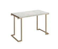 Load image into Gallery viewer, Boice II - Faux Marble Top Sofa Table - White / Champagne
