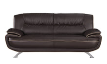 Load image into Gallery viewer, Leather Sofa With Silver Legs - Brown
