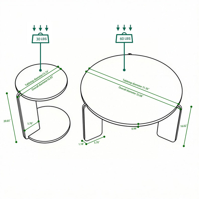 Round Coffee & End Table Set