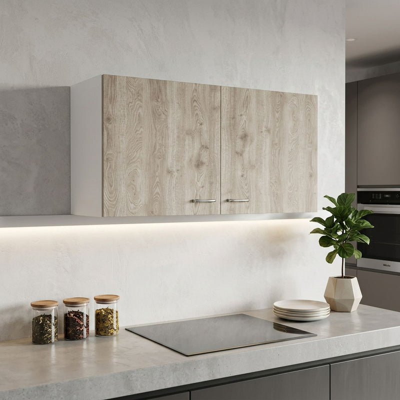 Wood Wall Mounted Accent Cabinet With Two Doors - Oak