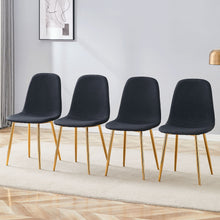 Load image into Gallery viewer, Luxury Simple Chair (Set of 4) Linen Cotton High Resilience Dining Chair With Metal en Legs - Black / Gold
