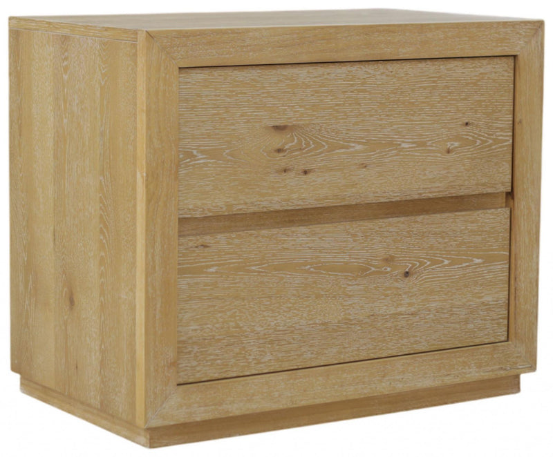 Wood Two Drawer Nightstand - Oak
