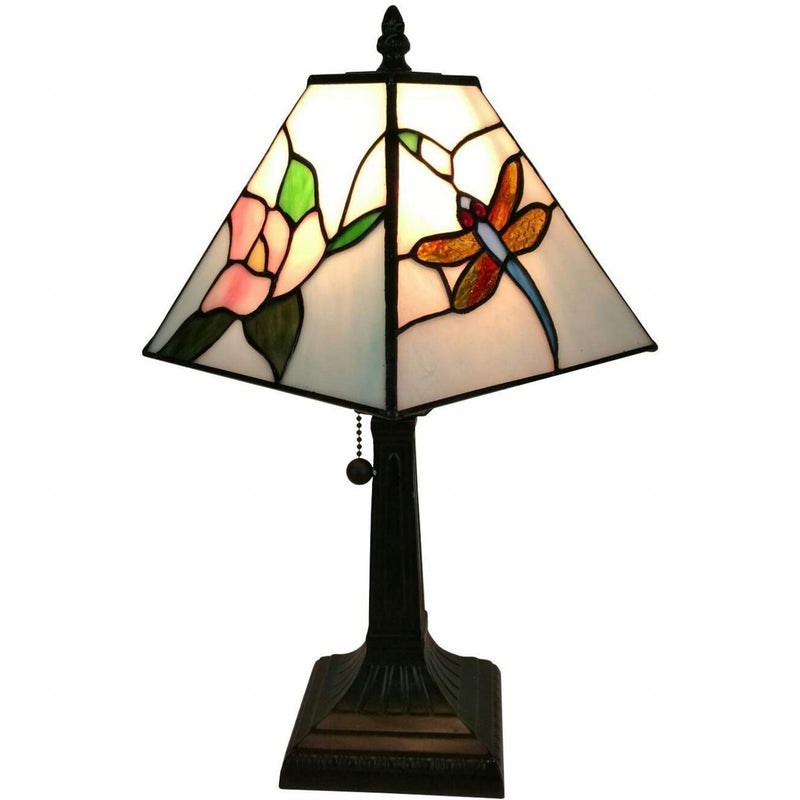 15" Metal Candlestick Table Lamp With White Empire Shade - Dark Brown