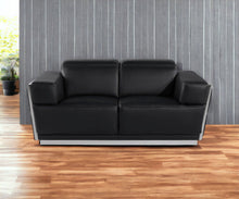 Load image into Gallery viewer, Italian Leather, Loveseat - Black / Silver
