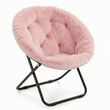 Load image into Gallery viewer, Tufted Faux Fur Folding Lounge Chair - Pink / Black
