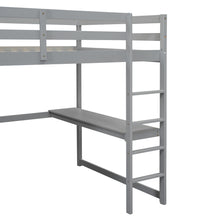 Load image into Gallery viewer, Wood Full Size Loft Bed with Built-in Wardrobe, Desk, Storage Shelves and Drawers, Gray
