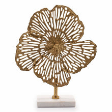 Load image into Gallery viewer, Marble Flowers Abstract Tabletop Sculpture - Antiqued Gold / White
