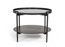 Load image into Gallery viewer, Modern Marble Painted Round Metal Coffee Table - Black
