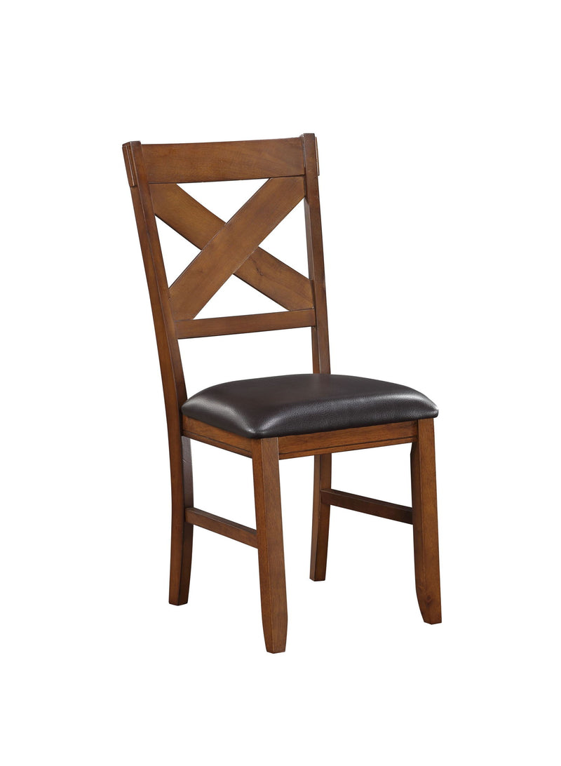 Upholstered Faux Leather Cross Back Dining Side Chairs (Set of 2) - Espresso / Brown