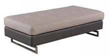 Load image into Gallery viewer, Faux Leather Ottoman - Taupe / Silver
