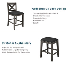 Load image into Gallery viewer, 5 Pieces Counter Height Rustic Farmhouse Dining Room Wooden Bar Table Set With 2 Stools And 2 Chairs
