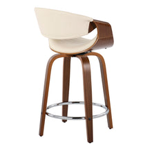 Load image into Gallery viewer, Symphony - Mid-Century Modern Fixed Height Counter Stool With Swivel And Round Footrest (Set of 2) - Walnut / Cream
