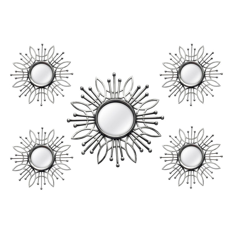 Sunburst Metal Framed Mirror (Set of 5) - Silver