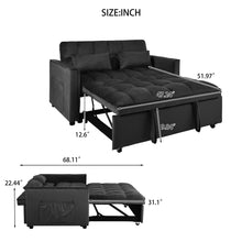 Load image into Gallery viewer, 3 In 1 Pull Out Couch Convertible Sofa Bed With Reclining Backrest
