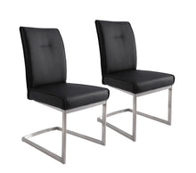 Load image into Gallery viewer, Dining Side Chairs Upholstered Faux Leather (Set of 2) - Black / Silver
