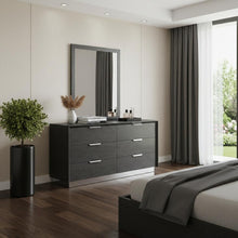 Load image into Gallery viewer, Solid Wood Six Drawer Double Dresser For Bedroom - Gray
