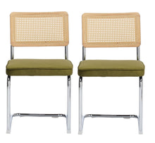 Load image into Gallery viewer, Tufted Velvet Stainless Steel Dining Side Chairs (Set of 2) - Green / Silver

