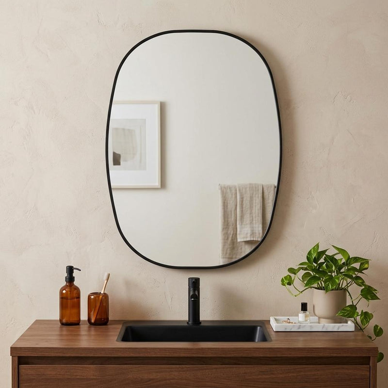 Aluminum Oval Framed Bathroom Vanity Mirror (756118) - Black