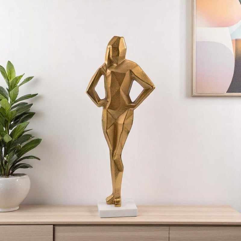 Marble Woman Tabletop Sculpture - Gold / White