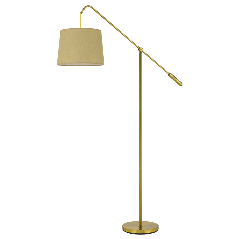 Adjustable Traditional Shaped Floor Lamp With Antiqued Brass Drum Shade - Brass
