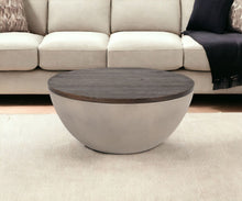 Load image into Gallery viewer, Modern Concrete Round Coffee Table - Gray And Brown Oak
