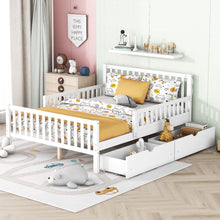 Load image into Gallery viewer, Platform Bed With Guardrails On Both Sides And 2 Storage Drawers
