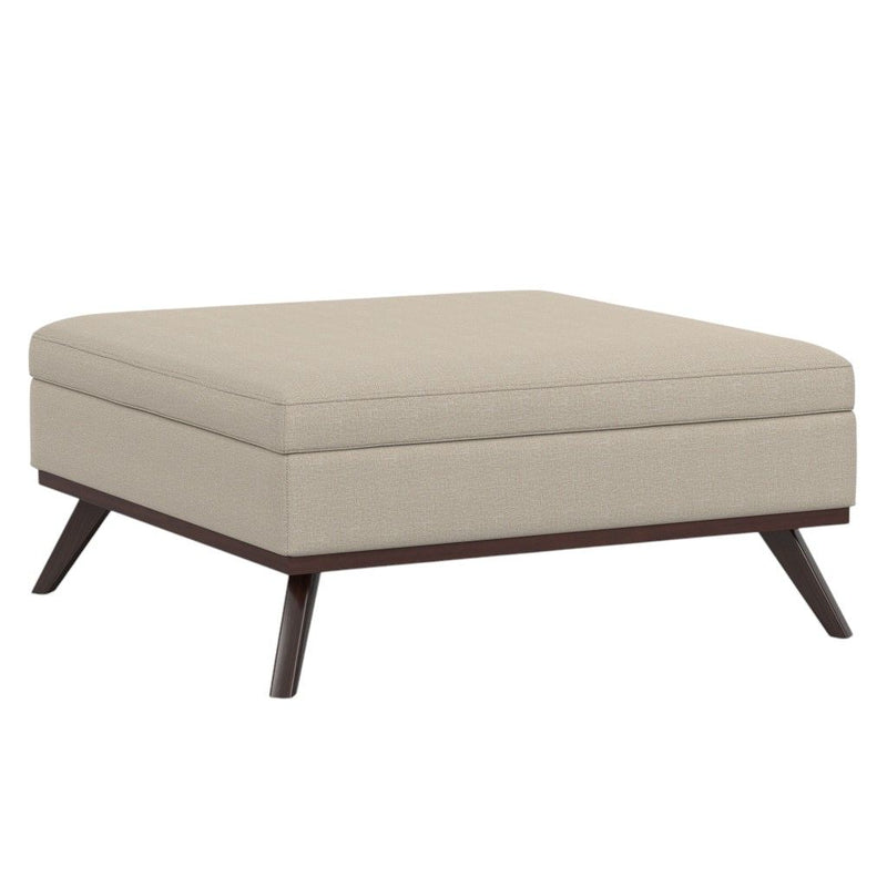 40" Fabric Cocktail Ottoman With Storage - Brown