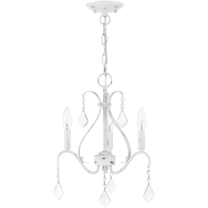 Three Light Dimmable Chandelier With Shades - White