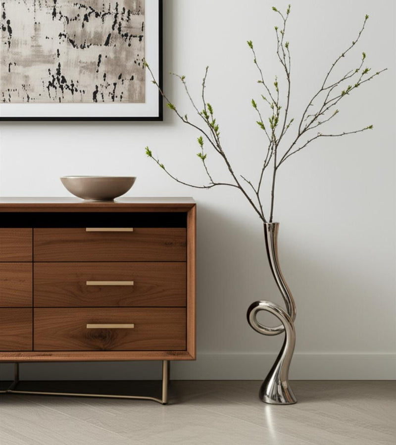 Trumpet Floor Vase - Silver