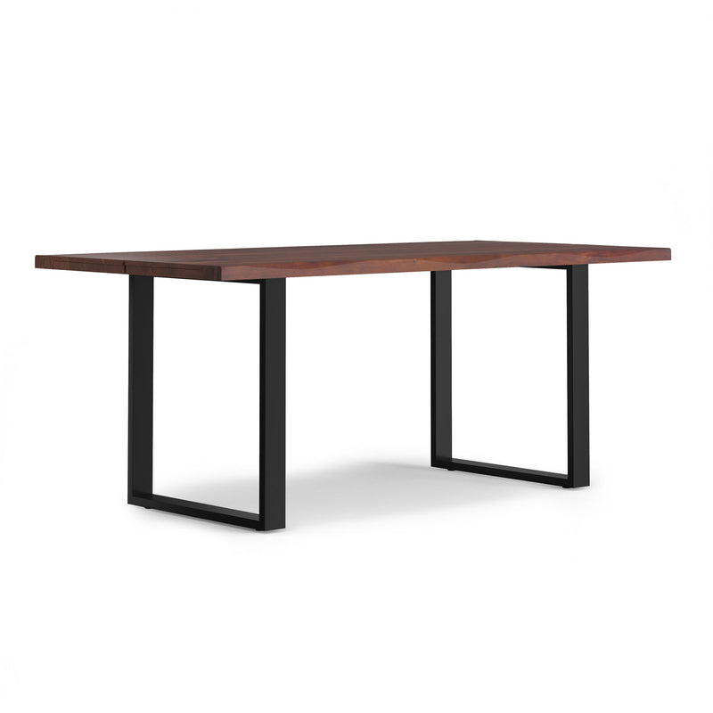 72" Wood Iron Frame Base Dining Table - Walnut / Black