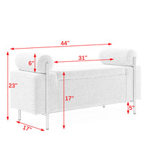 Load image into Gallery viewer, Elegant Upholstered Storage Bench With Cylindrical Arms And Iron Legs,
