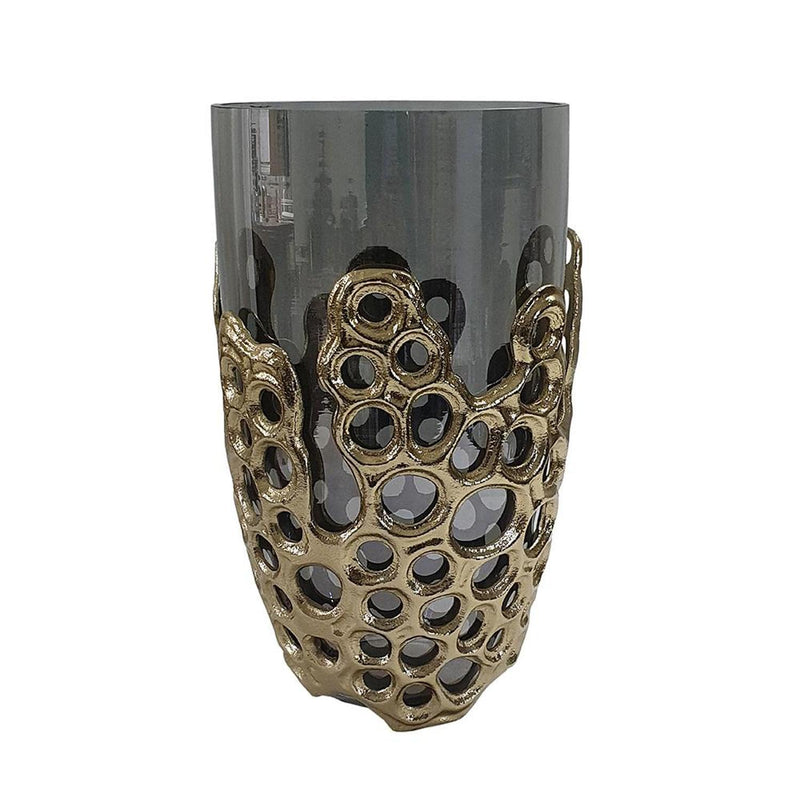 Geo Circles Table Vase - Black / Gold
