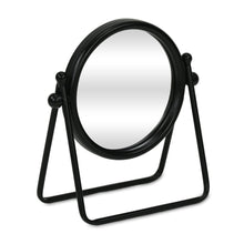 Load image into Gallery viewer, Metal Round Framed Adjustable Makeup Shaving Tabletop Mirror - Black
