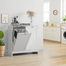 Load image into Gallery viewer, Tilted Laundry Hamper With Removable Basket, Hidden Laundry Hamper, Bathroom Storage Cabinet, Free Standing Organizer - White
