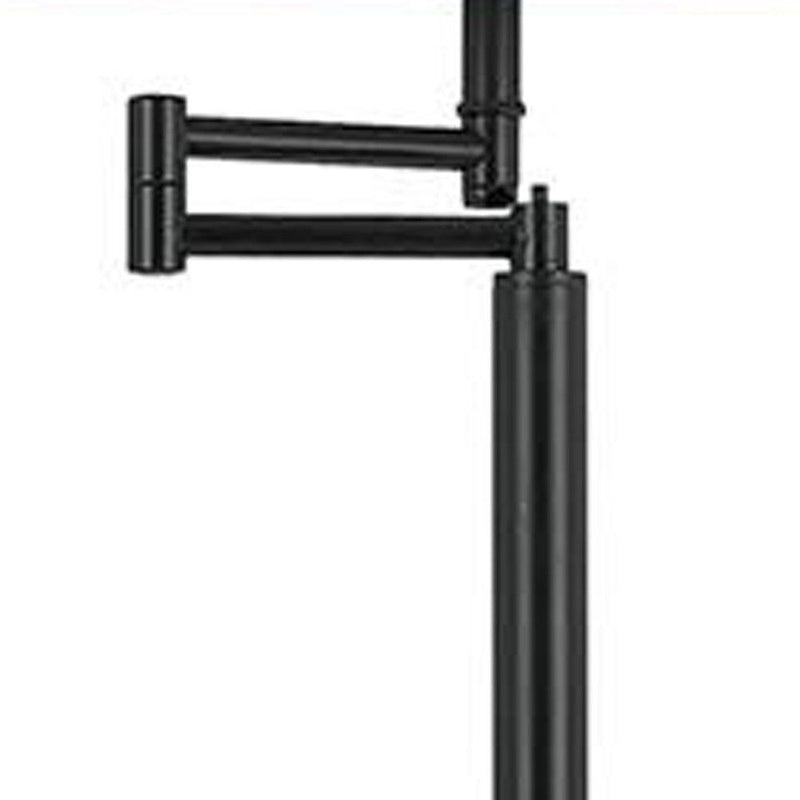 Swing Arm Floor Lamp With White Square Shade - Bronze