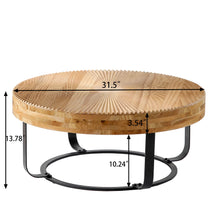 Load image into Gallery viewer, Modern Round Coffee Table With Wooden Carving Pattern
