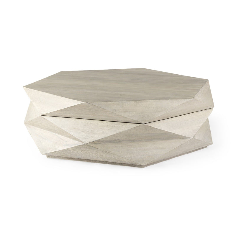 Solid Wood Hexagon Lift Top Coffee Table - Natural