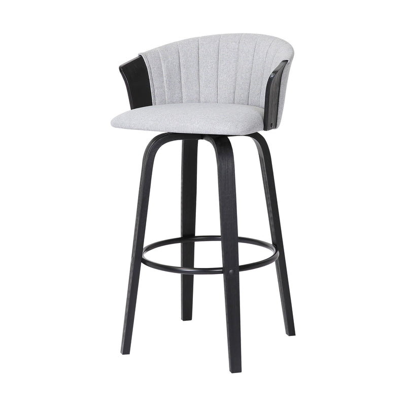 Fabric Swivel Counter Height Bar Chair - Light Gray And Black