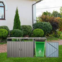Load image into Gallery viewer, Garbage Bin Shed Stores 2 Trash Cans Metal Outdoor Bin Shed For Garbage Storage, Stainless Galvanized Steel, Bin Shed For Garden Yard Lawn
