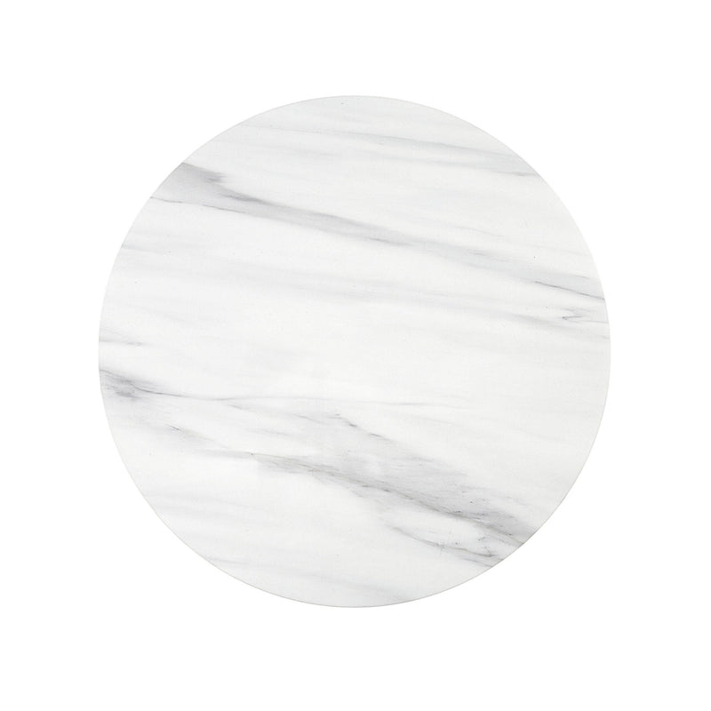 Faux Marble Wood Round Pedestal Coffee Table - White