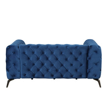 Load image into Gallery viewer, 63&quot; Velvet Upholstered Loveseat Sofa,Modern Loveseat Sofa with Button Tufted Back,2-Person Loveseat Sofa Couch for Living Room,Bedroom,or Small Space,Blue
