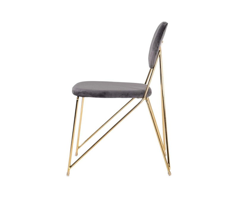 Mid Century Mod Dining Chairs (Set of 2) - Gray / Gold