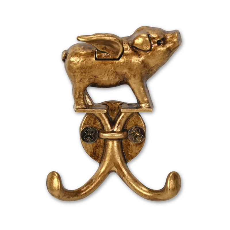 Two Hook 2" Cast Iron Wall Hooks - Gold