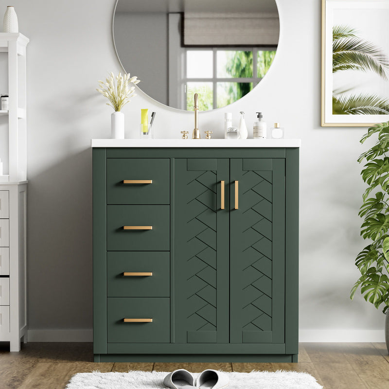 Retro Style Bathroom Vanity With 3 Drawers & Soft-Closing Doors