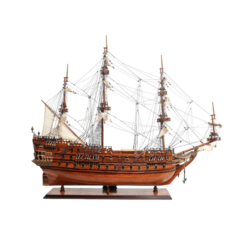 Hand Painted c1665 Zeven Provincien Model Boat - Brown