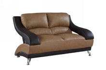Load image into Gallery viewer, Faux Leather Love Seat - Brown / Silver
